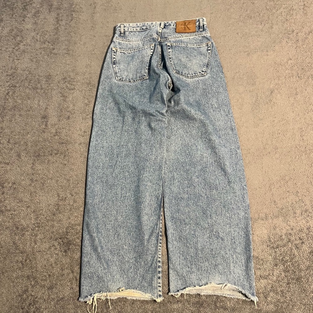 Vintage 90s Calvin Klein USA Made Wide Leg Jeans Light Wash Button Fly 30x30